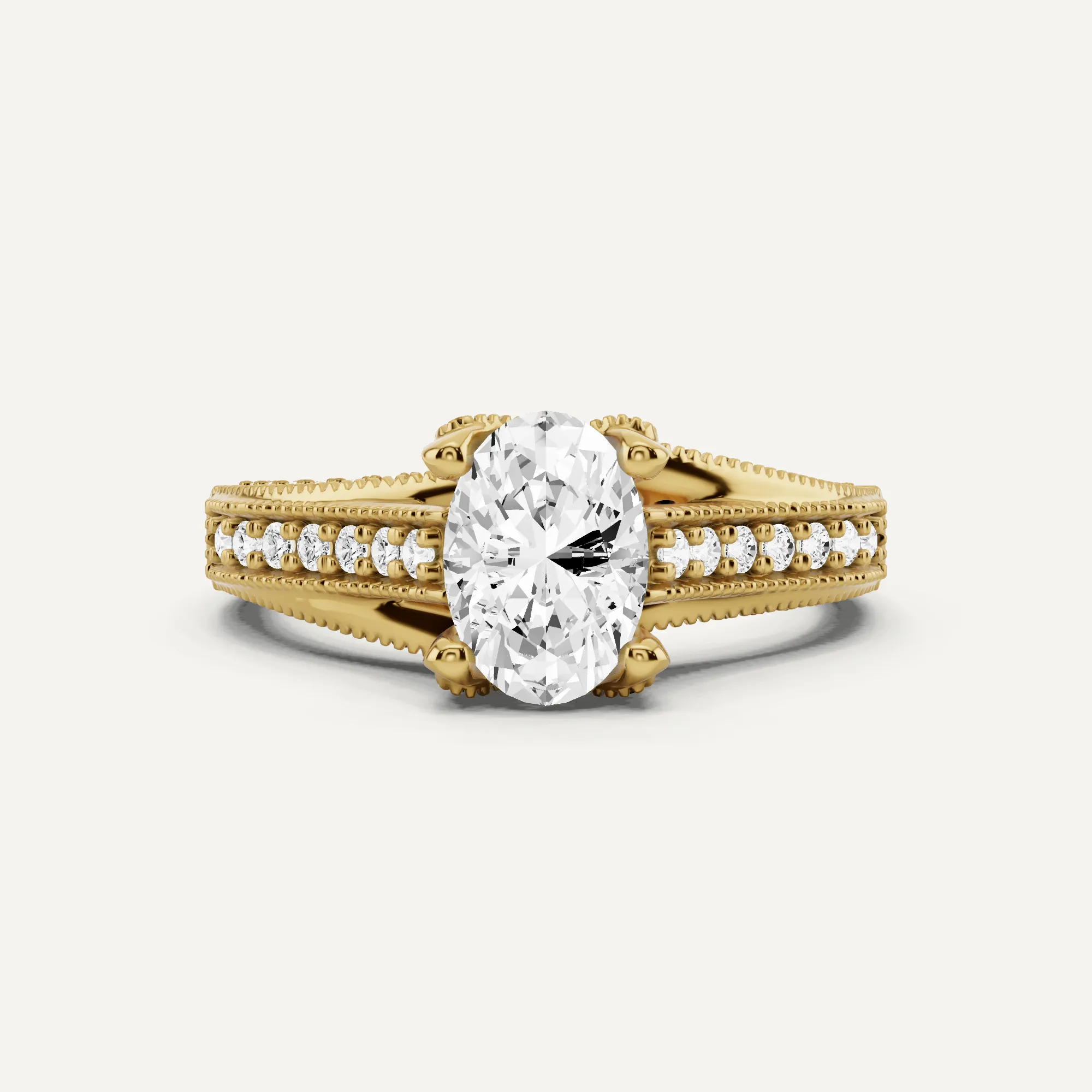 1 1/3 ctw Oval Diamond Luxe Side Stone Engagement Ring