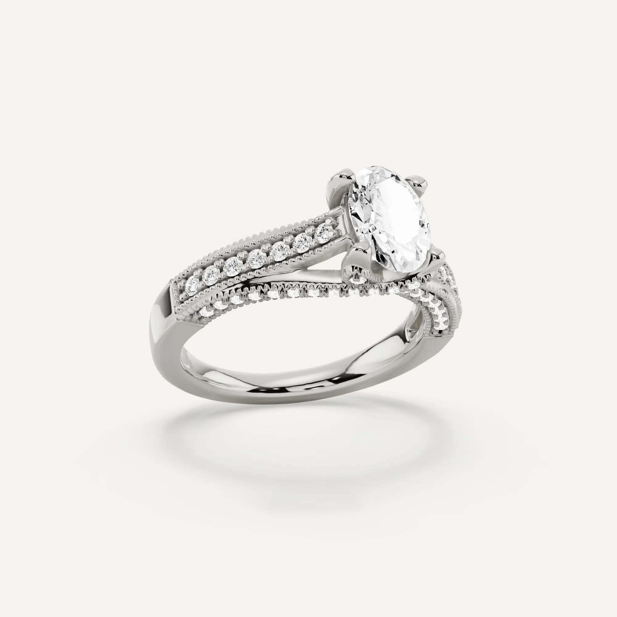 1 1/3 ctw Oval Diamond Luxe Side Stone Engagement Ring