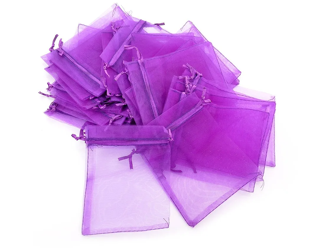 100 Pcs 10 cm x 12 cm Multi Colored Organza Drawstring Pouches