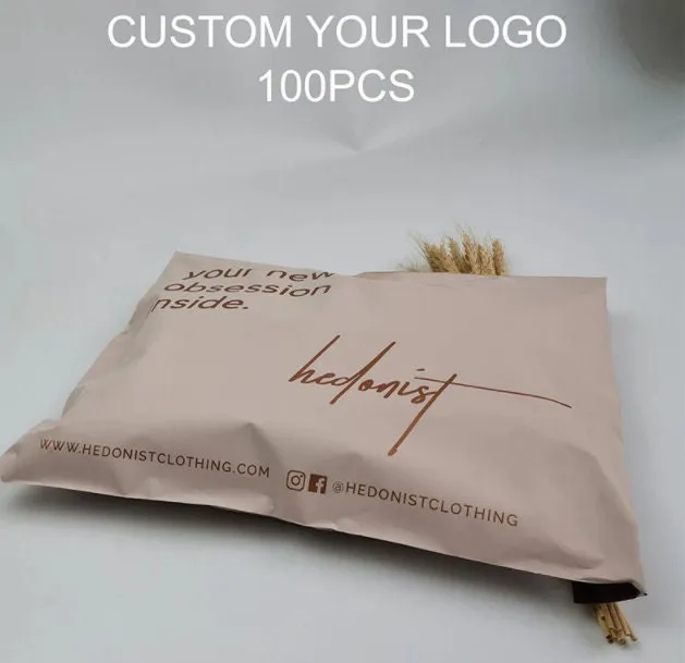 100 Pcs Custom Poly Mailers for Clothing - Personalized Logo Adhesive Self Sealing Shipping Bags Envelope - Plastic Mailing Bag Postage Bag