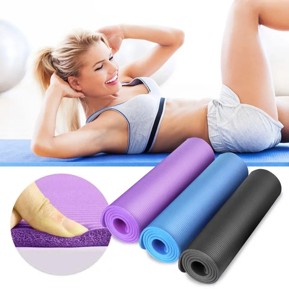 10mm Yoga Mat Soft Non-Slip Exercise Pad with Free Carry bag