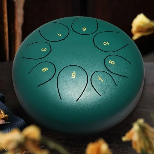 10" Steel Tongue Drum 8 Notes Handpan Drum-Green