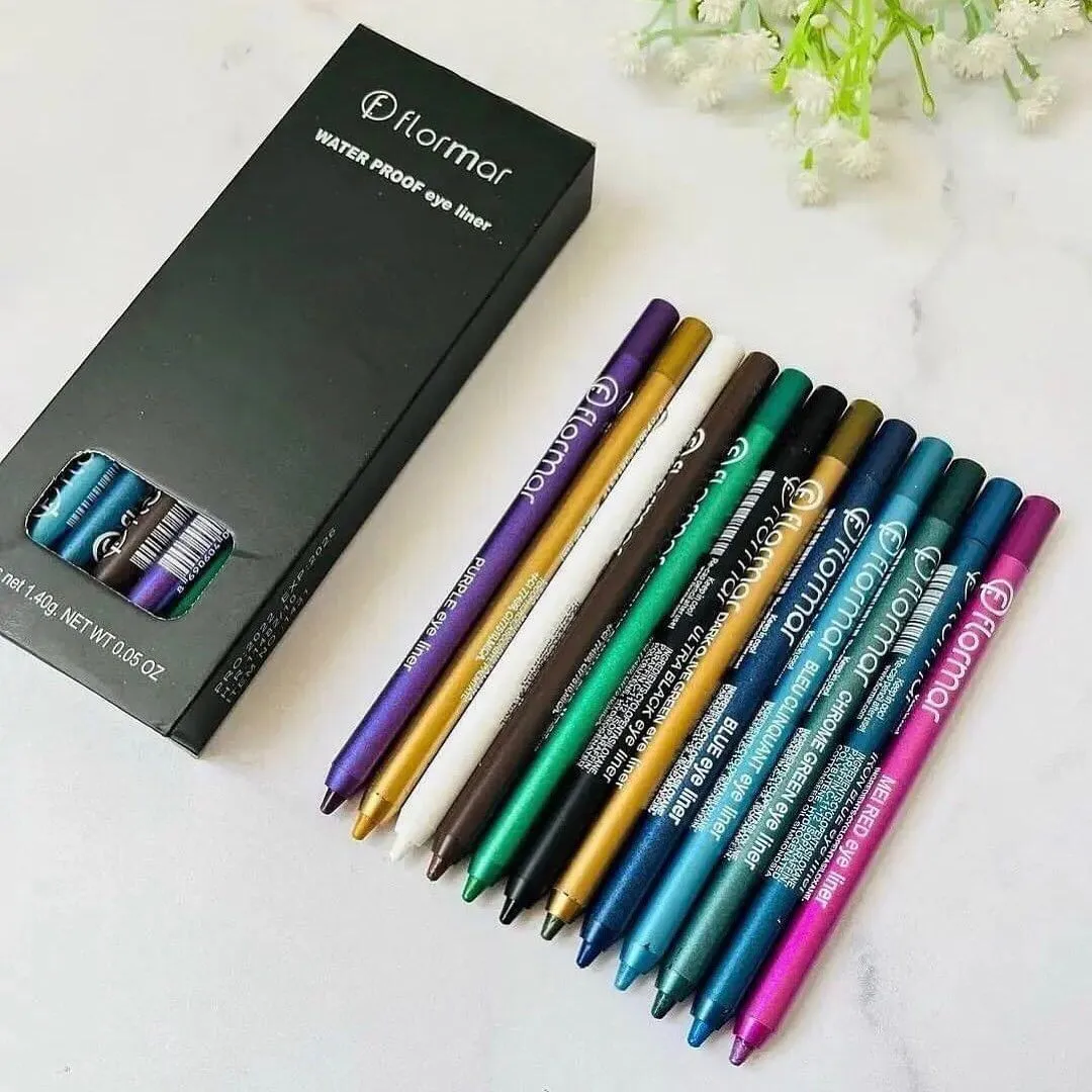 12pcs Flormar Marker Eye Liner Waterproof & Long-lasting