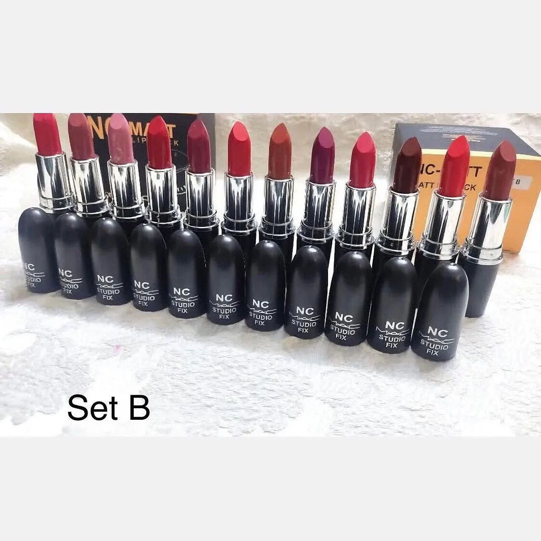 12pcs NC Mac Lipsticks Set Waterproof & Long Lasting Matte Lipsticks