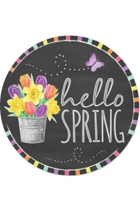 12" Metal Sign: Hello Spring