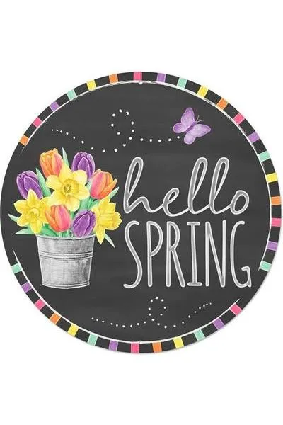 12" Metal Sign: Hello Spring