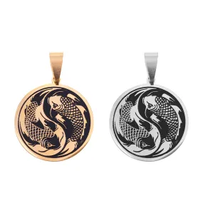 18K Gold PVD Stainless Steel Yin & Yang Koi Fish Pendant / PDL0124