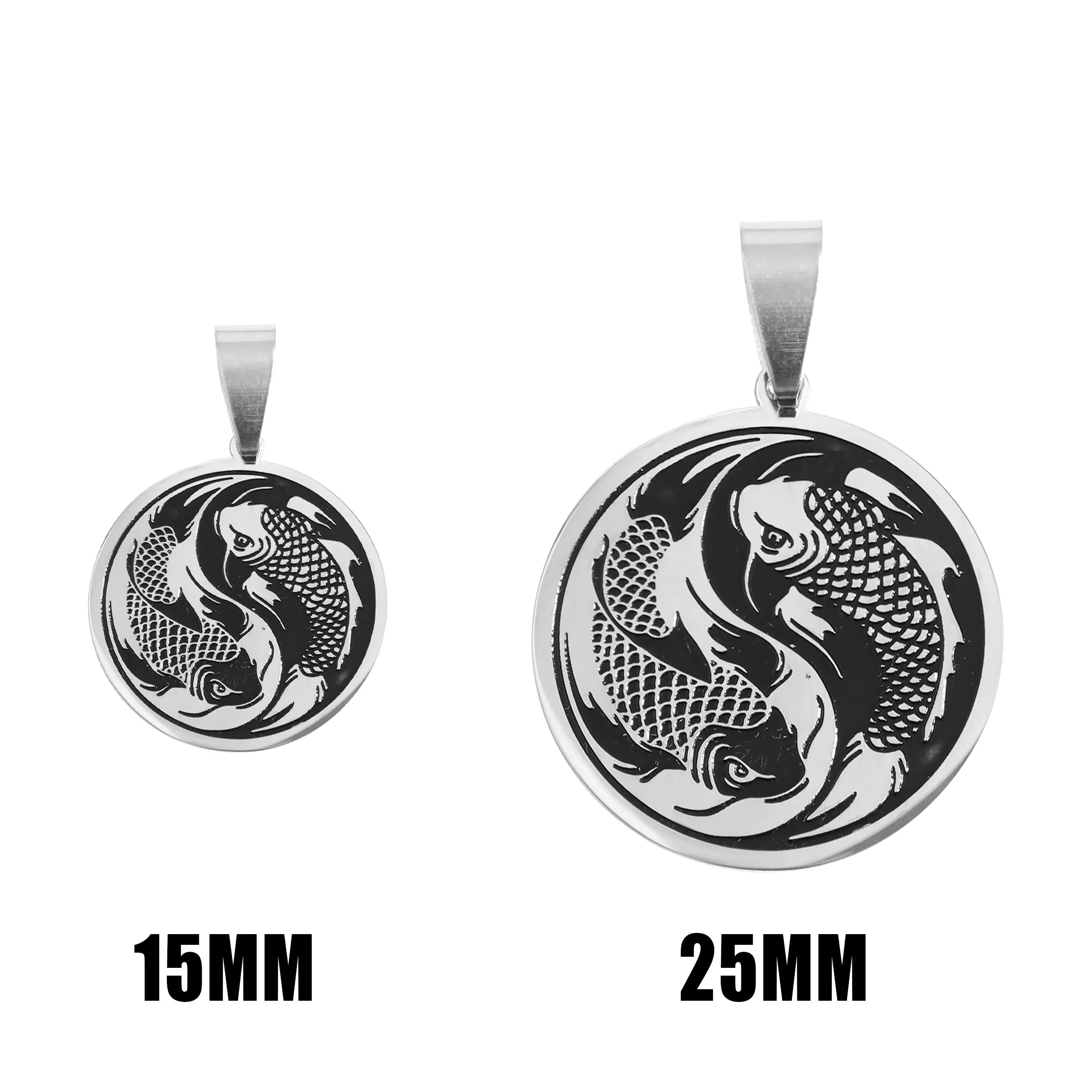 18K Gold PVD Stainless Steel Yin & Yang Koi Fish Pendant / PDL0124