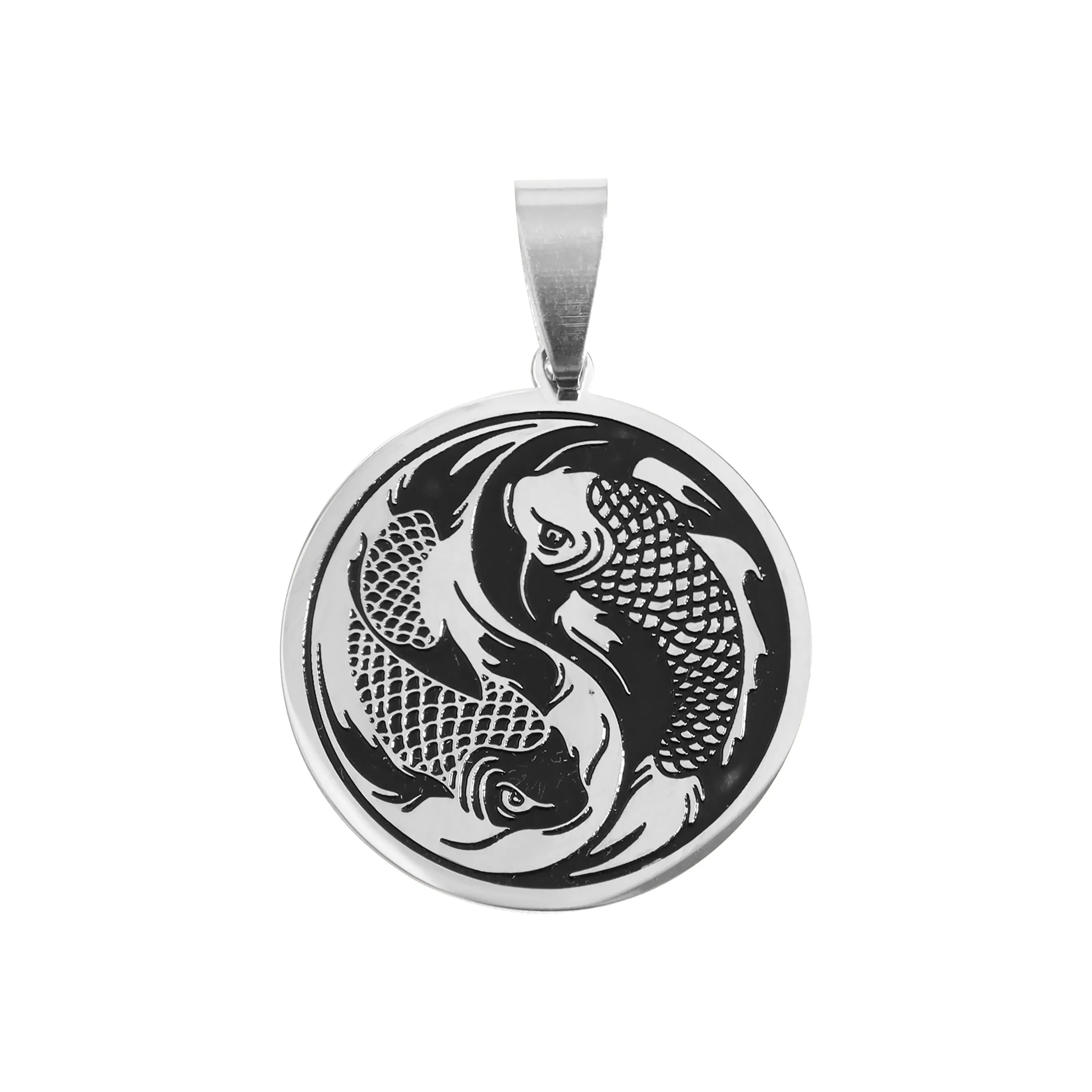 18K Gold PVD Stainless Steel Yin & Yang Koi Fish Pendant / PDL0124