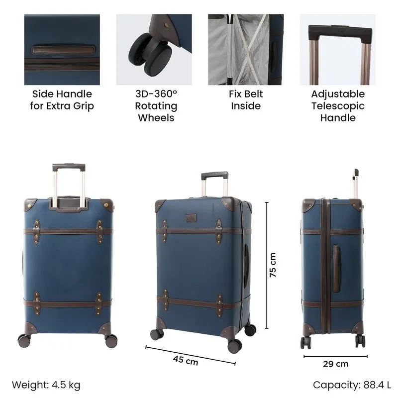 28 inch Large Checkin Trolley Bag with TSA Lock | 88.4L Capacity | Navy Blue