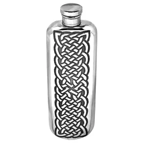 3oz Slimline Pewter Hip Flask with Intricate Celtic Knot Design