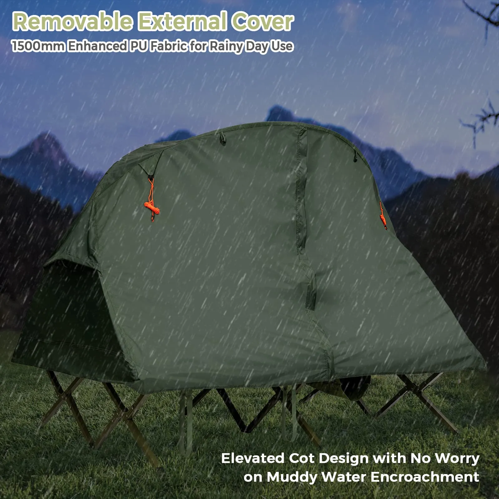 4-in-1 Folding Tent for 2 Persons W/Waterproof Cover & Self-Inflating Mattress & Roller Carrying Bag