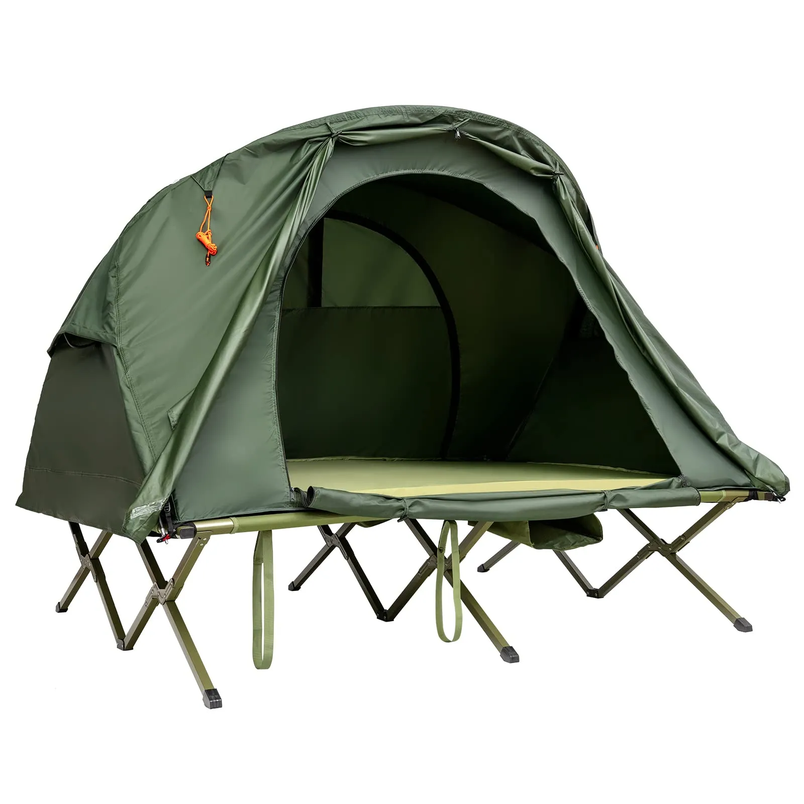 4-in-1 Folding Tent for 2 Persons W/Waterproof Cover & Self-Inflating Mattress & Roller Carrying Bag