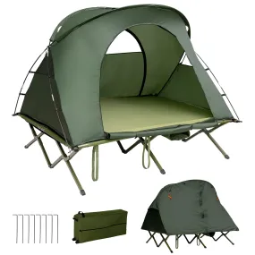 4-in-1 Folding Tent for 2 Persons W/Waterproof Cover & Self-Inflating Mattress & Roller Carrying Bag