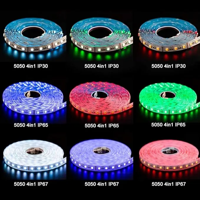 5050 4 Colors in 1 LED RGBW Multi-Colored LED Tape Lights 5Pin 5m 30LEDs 60LEDs/M RGBWW RGBCW Led Strip 12V 24V