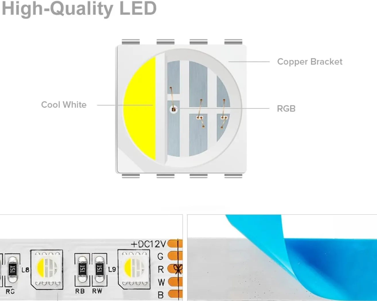 5050 4 Colors in 1 LED RGBW Multi-Colored LED Tape Lights 5Pin 5m 30LEDs 60LEDs/M RGBWW RGBCW Led Strip 12V 24V