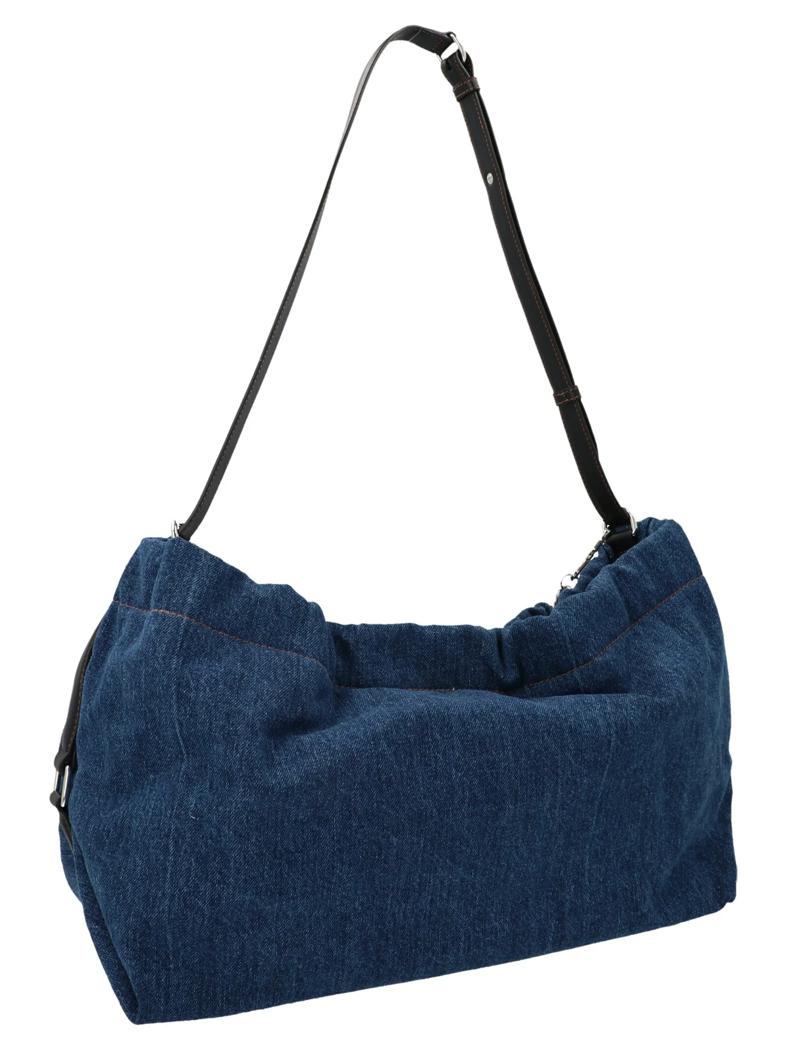 Alexander McQueen Logo Embroidered Denim Shoulder Bag