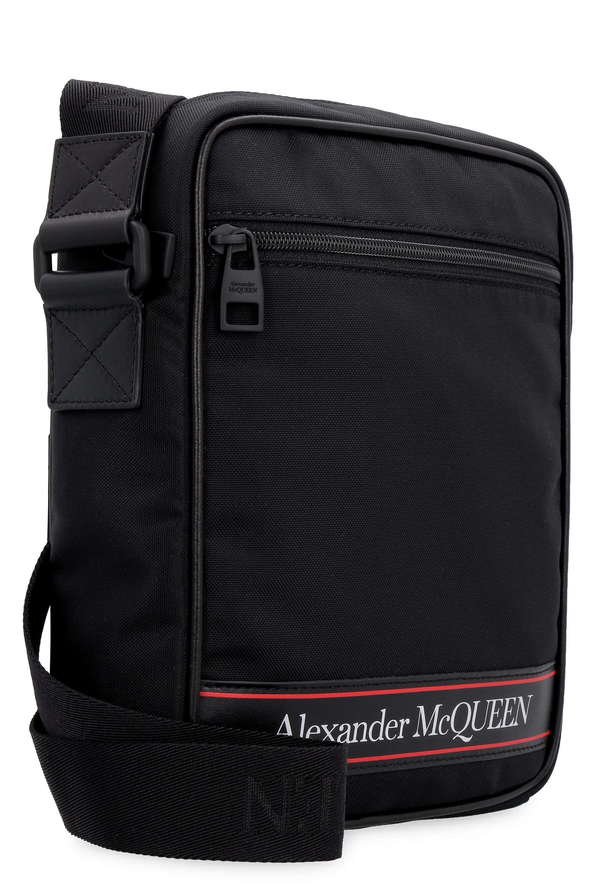 Alexander McQueen Medium Logo-Tape Zipped Messenger Bag