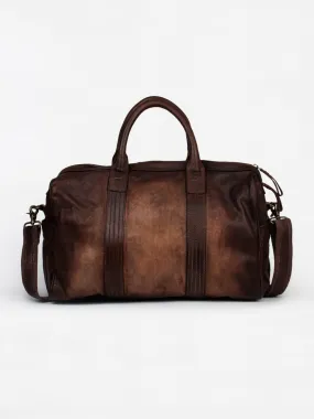 Alexander: Travel Weekender Bag With Brown Washed Effect