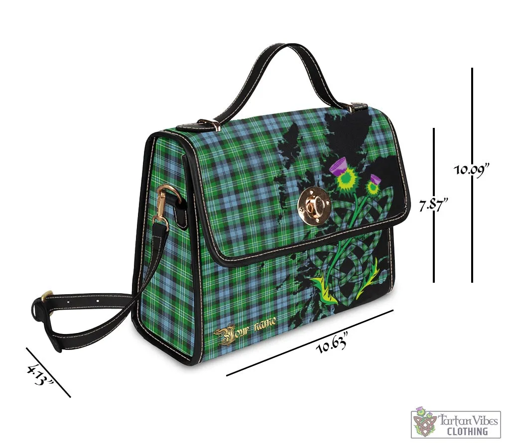 Arbuthnot Ancient Tartan Waterproof Canvas Bag with Scotland Map and Thistle Celtic Accents