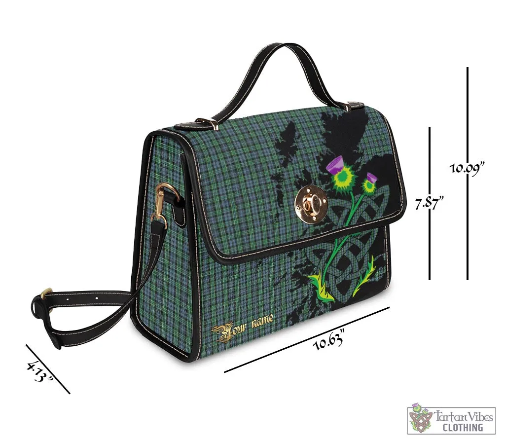 Arbuthnot Tartan Waterproof Canvas Bag with Scotland Map and Thistle Celtic Accents