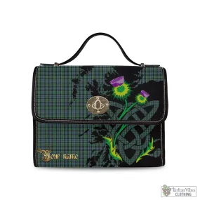 Arbuthnot Tartan Waterproof Canvas Bag with Scotland Map and Thistle Celtic Accents