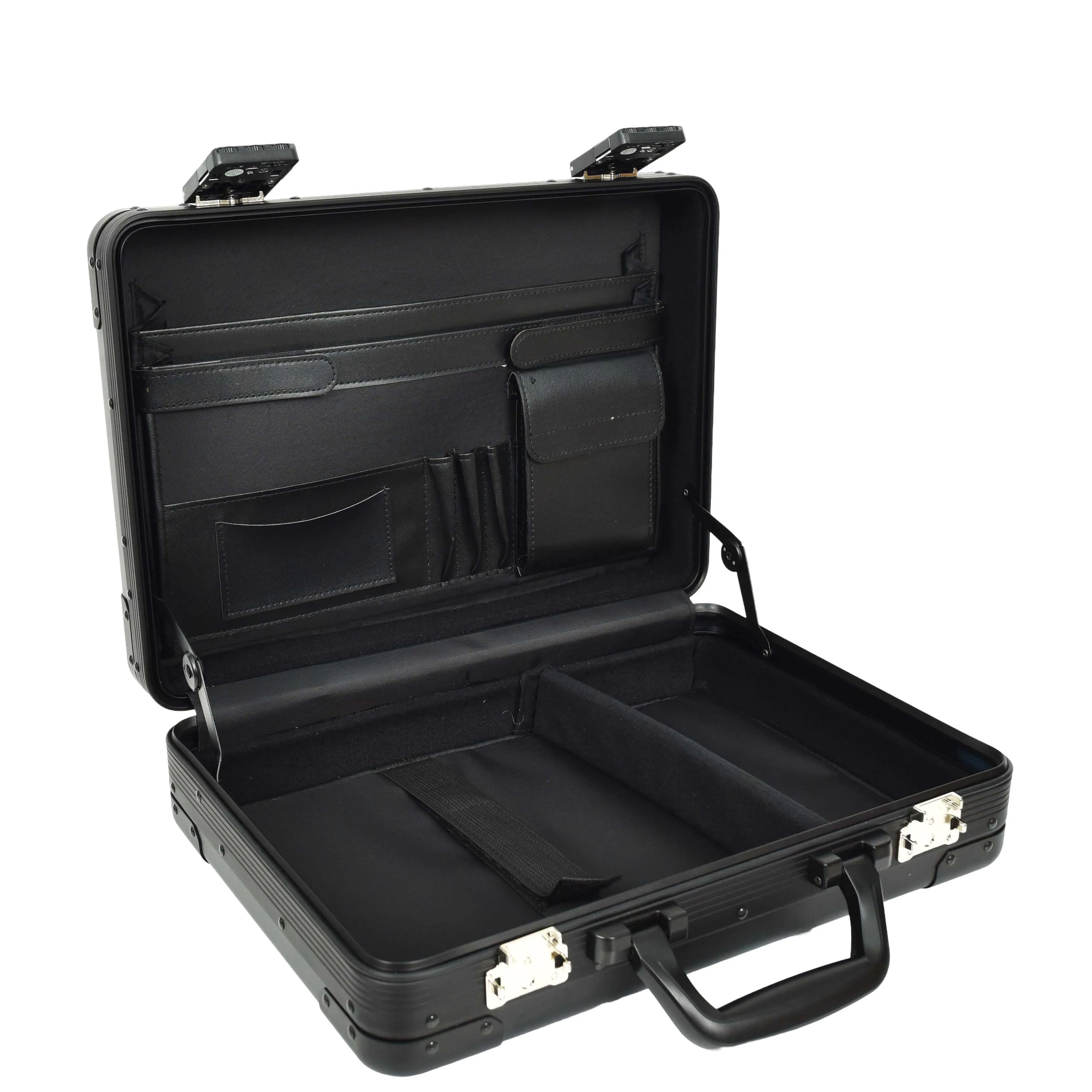 Attache Case Black Aluminium Classic Dual TSA Lock Briefcase Business Bag Agent