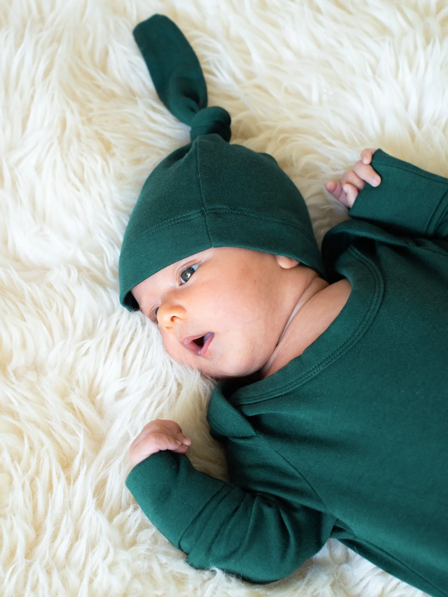 Baby Knotted Gown & Hat Set | Evergreen