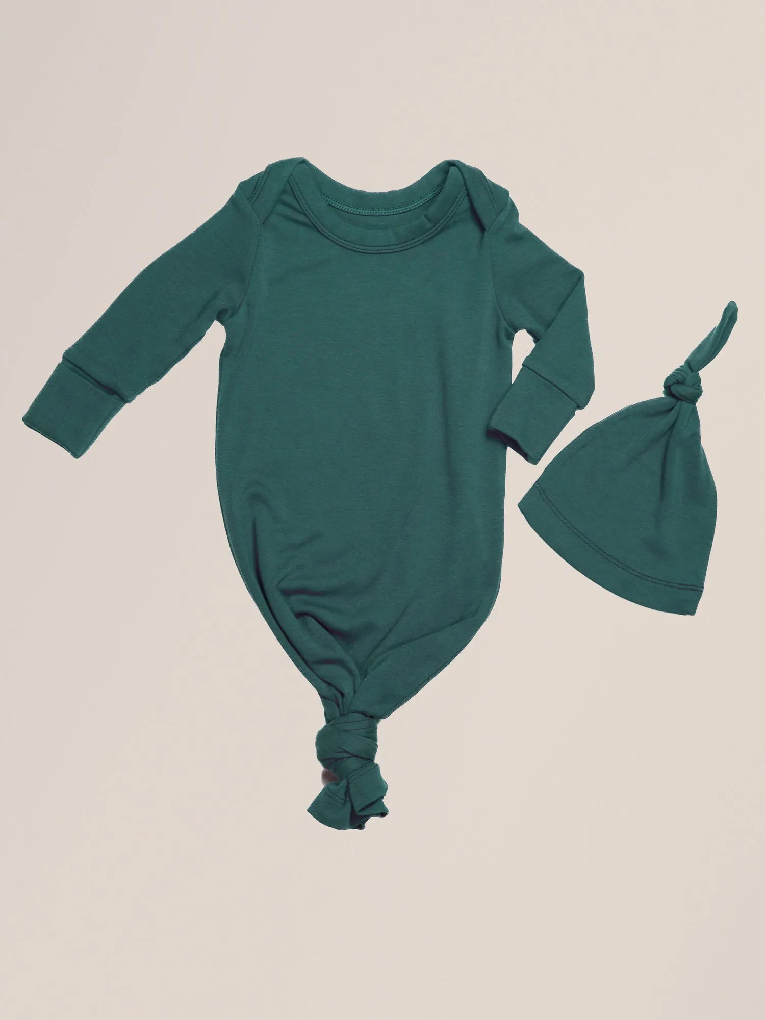 Baby Knotted Gown & Hat Set | Evergreen