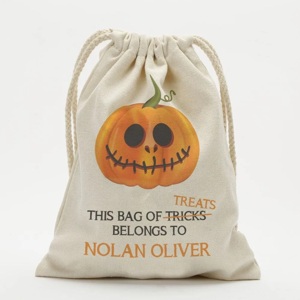 Bag Of Treats Custom Halloween Kids Drawstring Sack | Personalized Halloween Trick or Treat Bag