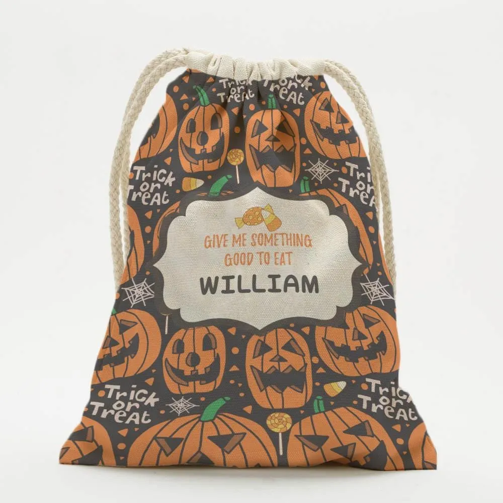 Bag Of Treats Custom Halloween Kids Drawstring Sack | Personalized Halloween Trick or Treat Bag