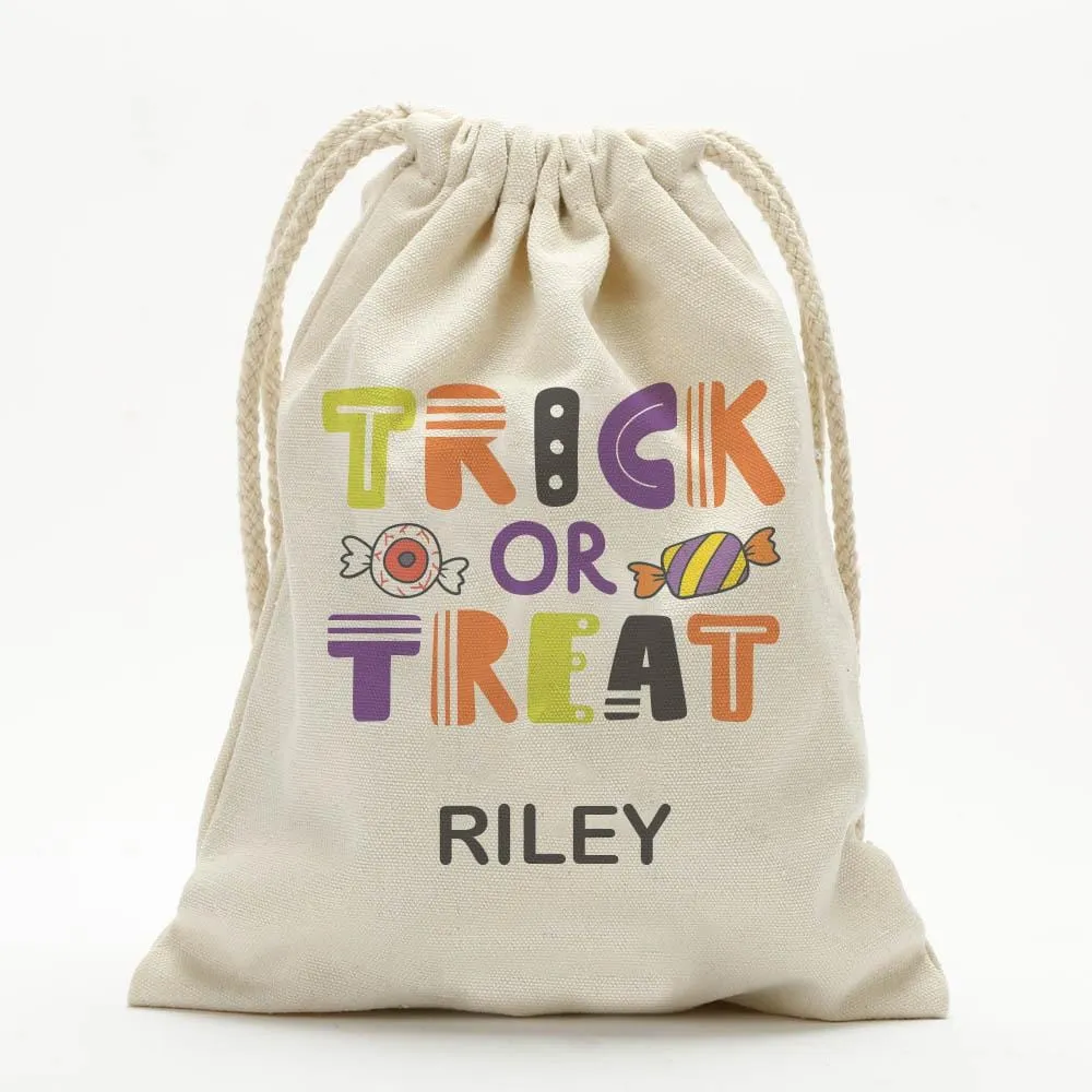 Bag Of Treats Custom Halloween Kids Drawstring Sack | Personalized Halloween Trick or Treat Bag