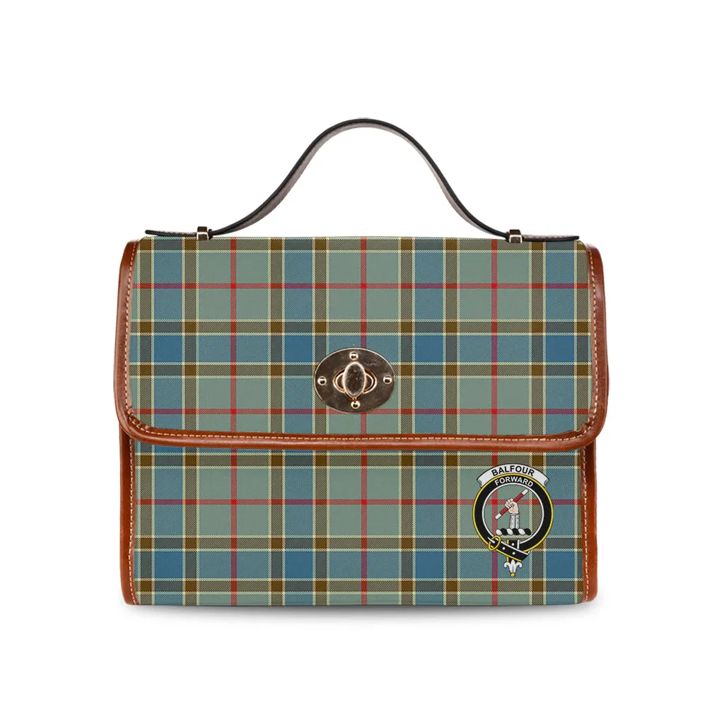 Balfour Blue Tartan Waterproof Canvas Bag with Family Crest