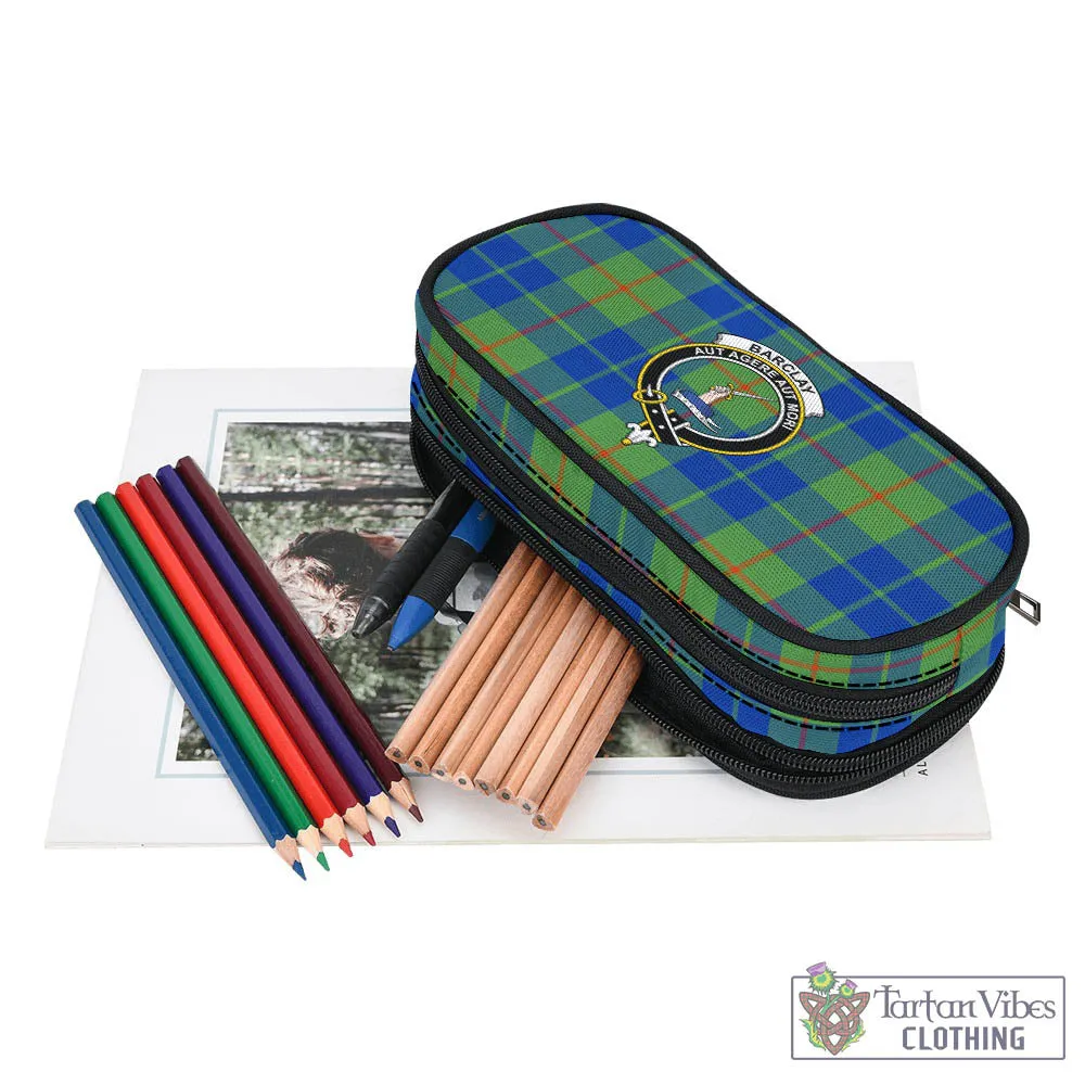 Barclay Hunting Ancient Tartan Pen and Pencil Case with Family Crest