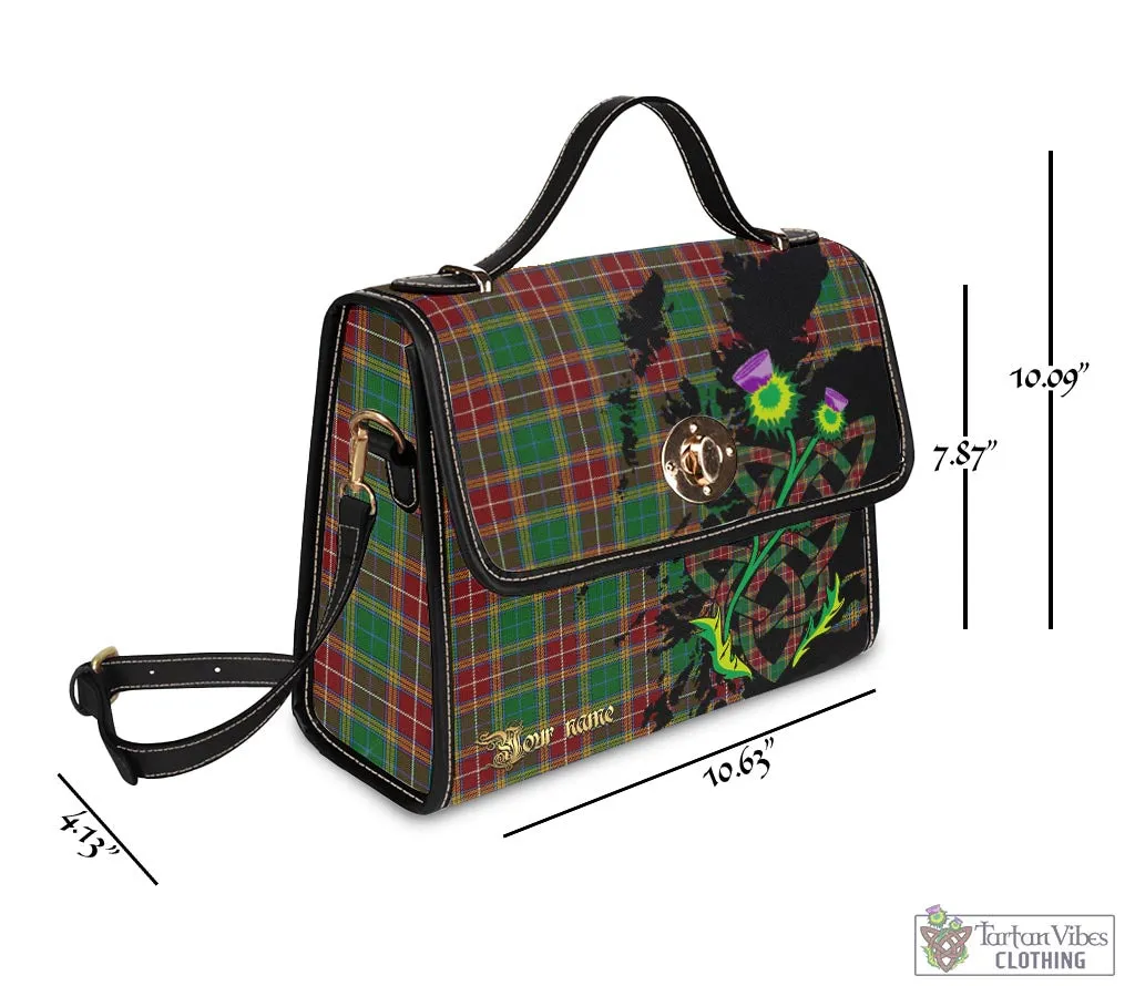 Baxter Tartan Waterproof Canvas Bag with Scotland Map and Thistle Celtic Accents