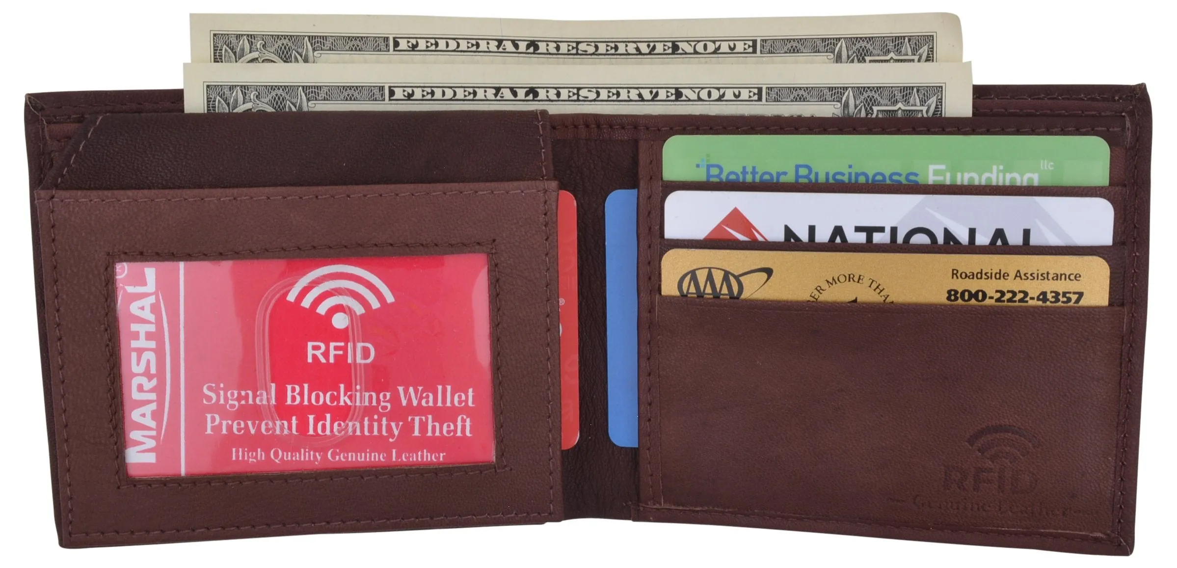 Bifold Men's RFID Blocking Genuine Leather Credit Card ID Wallet / RFID53GT