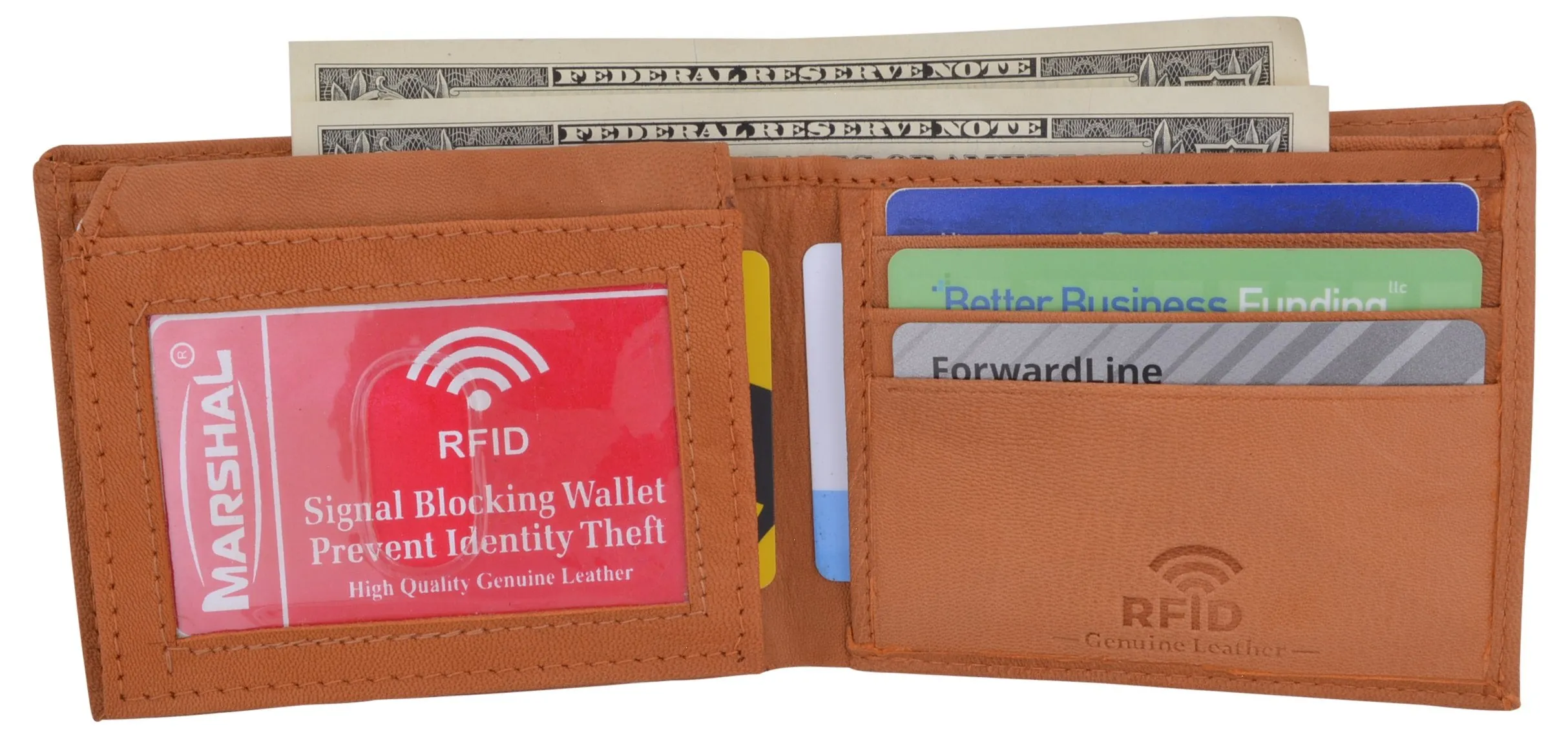 Bifold Men's RFID Blocking Genuine Leather Credit Card ID Wallet / RFID53GT