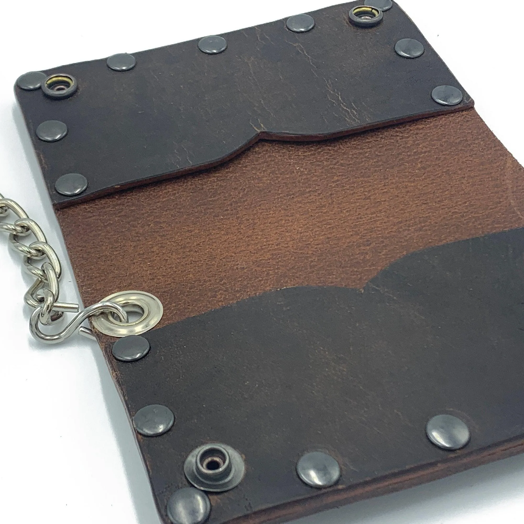 Biker Bifold Chain Wallet- Crazy Horse Buffalo Leather