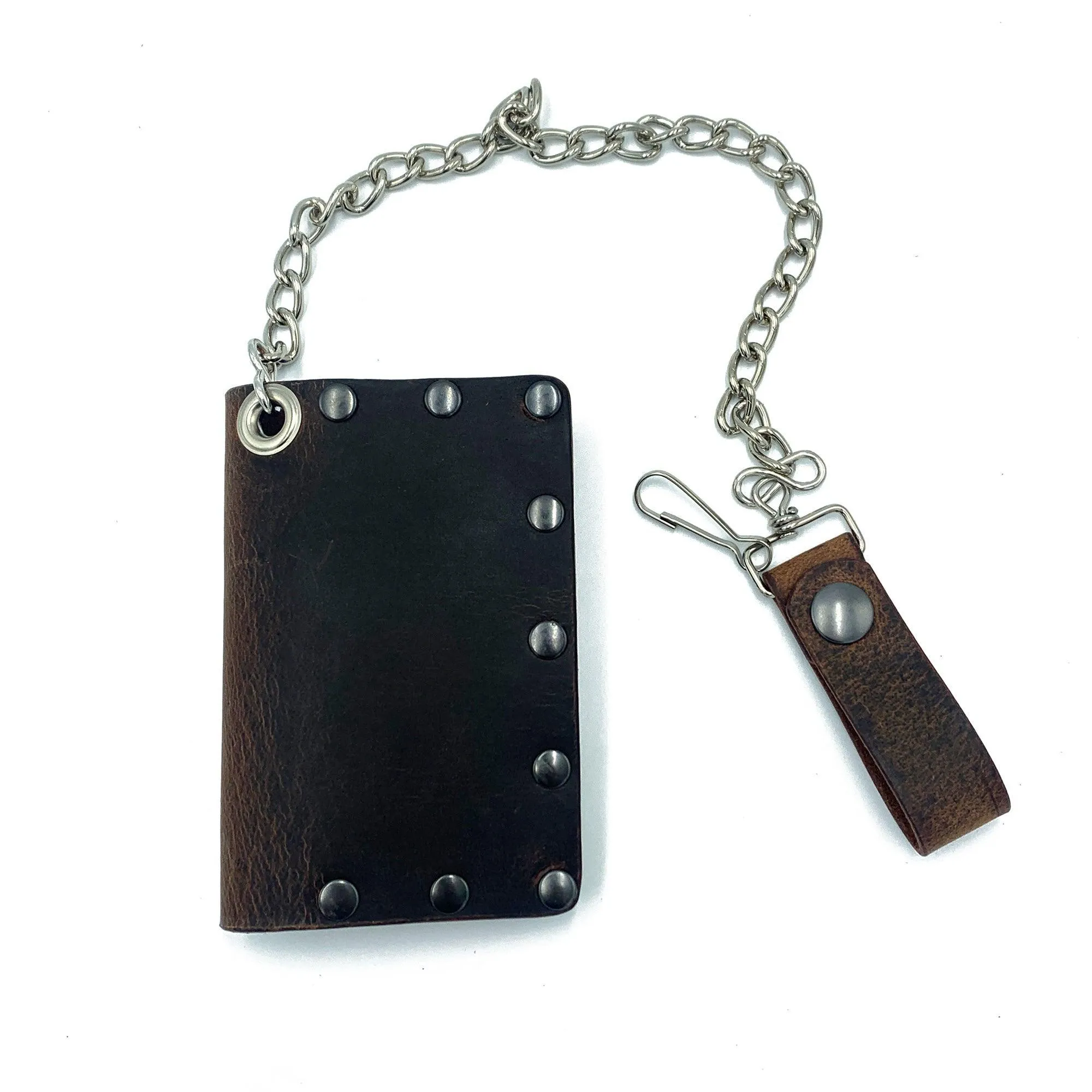 Biker Bifold Chain Wallet- Crazy Horse Buffalo Leather