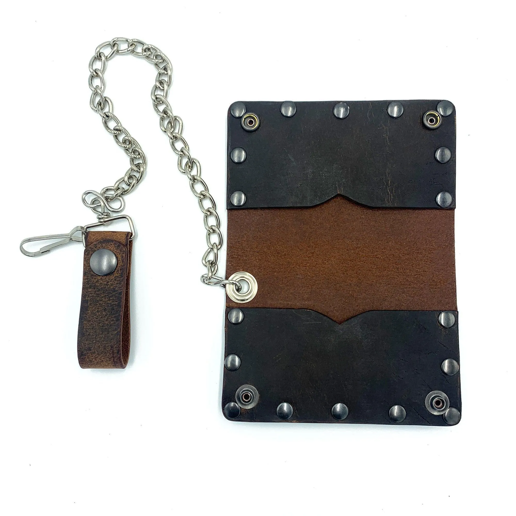 Biker Bifold Chain Wallet- Crazy Horse Buffalo Leather