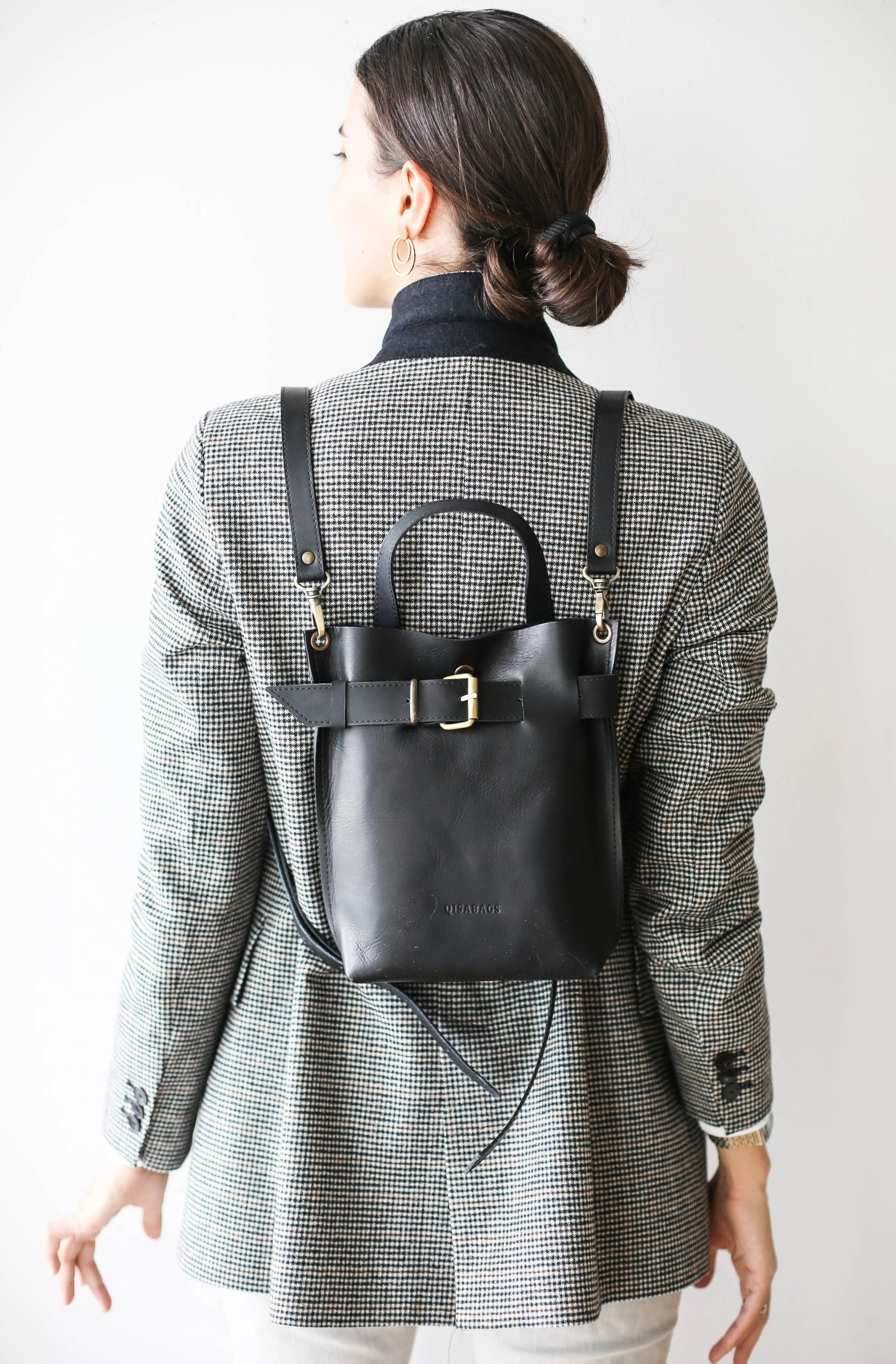 Black Mini Leather Backpack