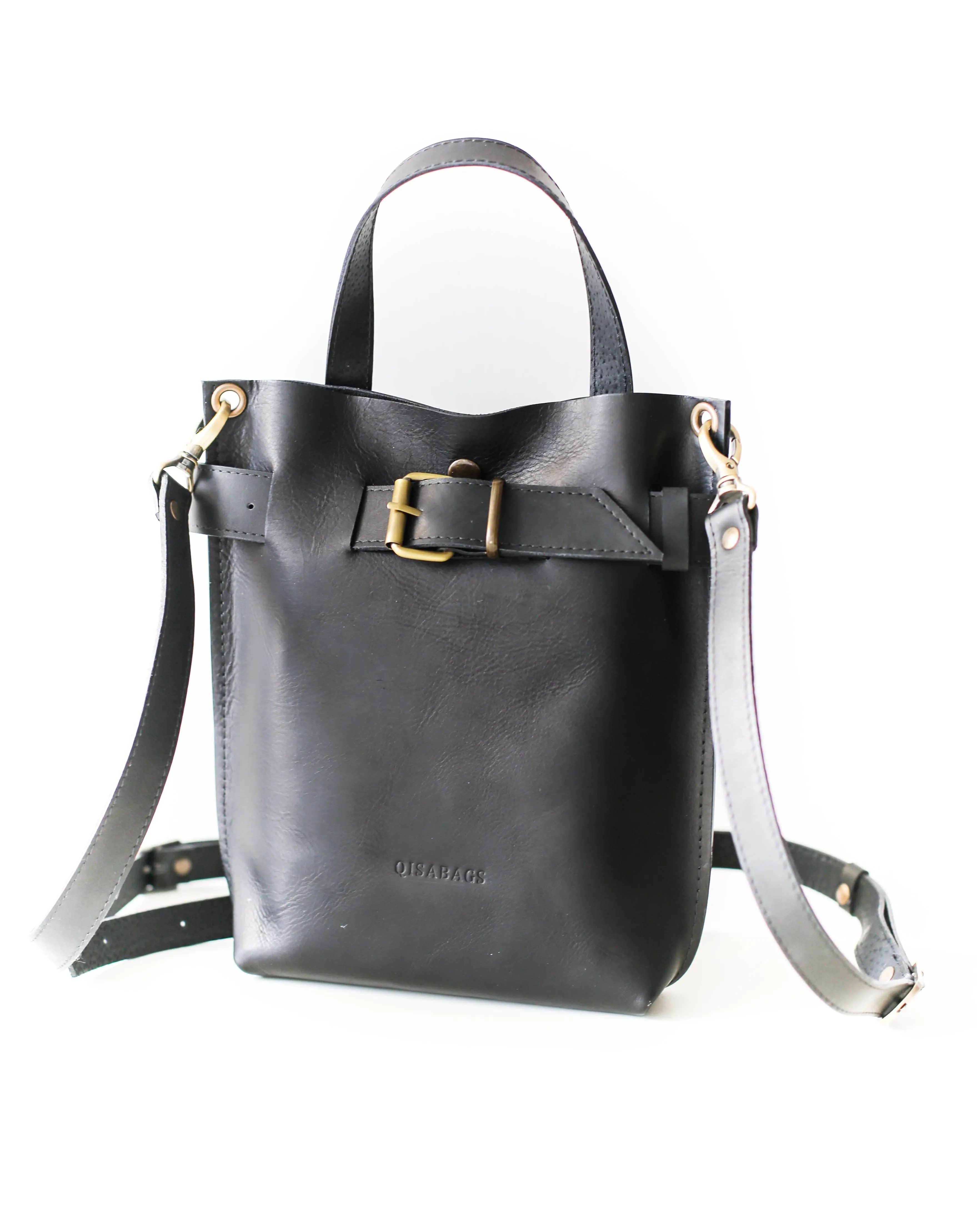 Black Mini Leather Backpack