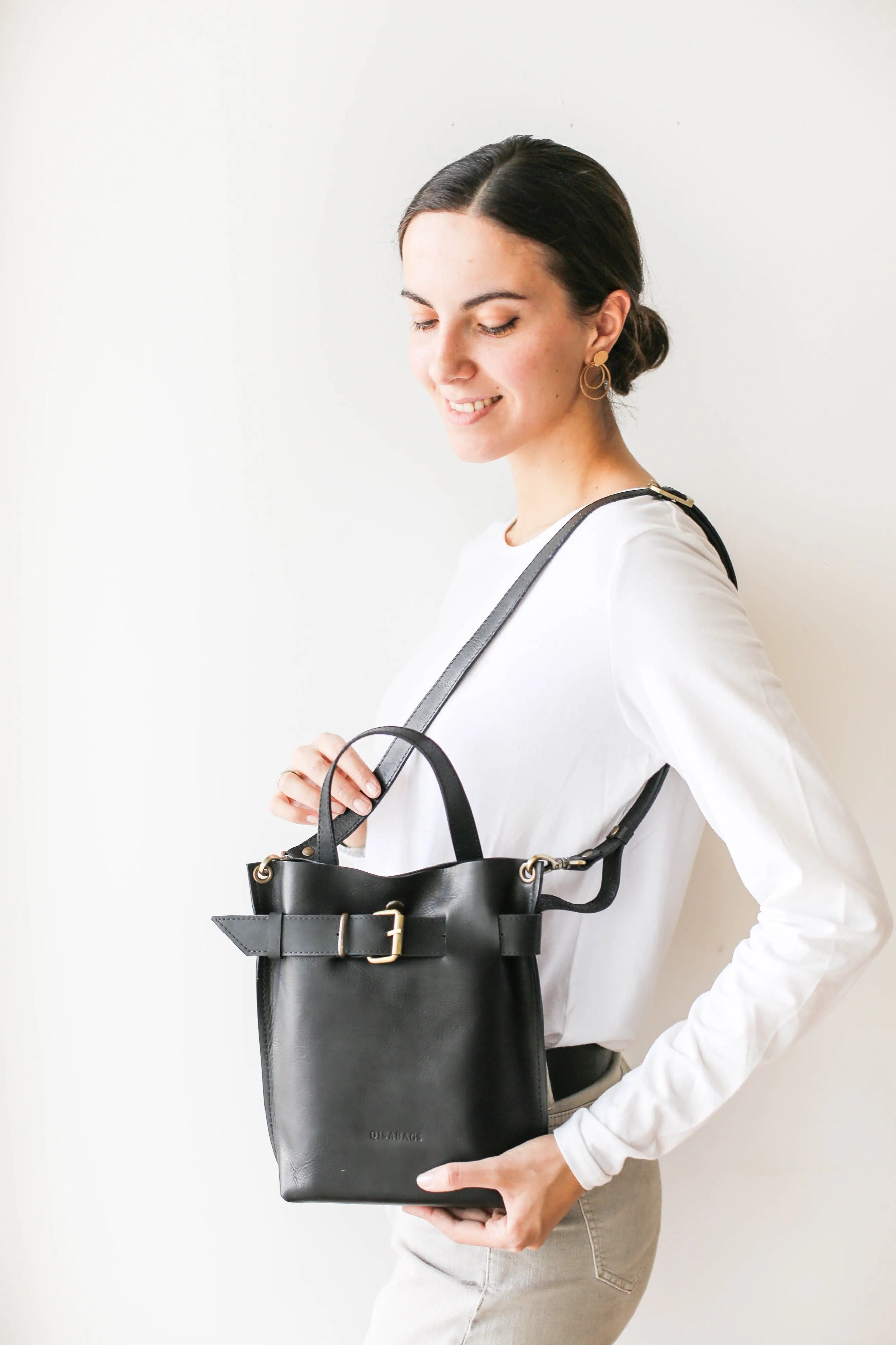 Black Mini Leather Backpack