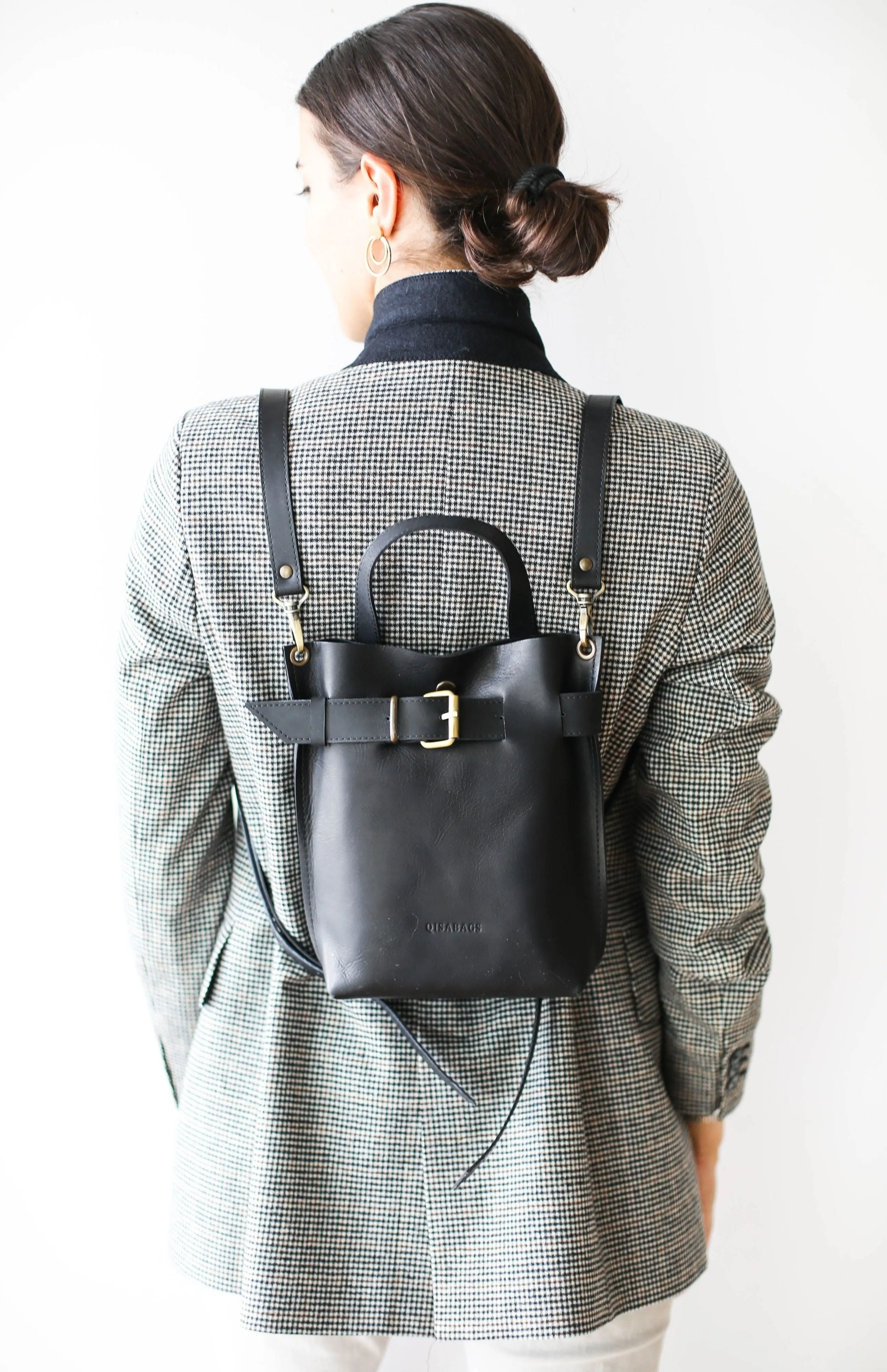 Black Mini Leather Backpack