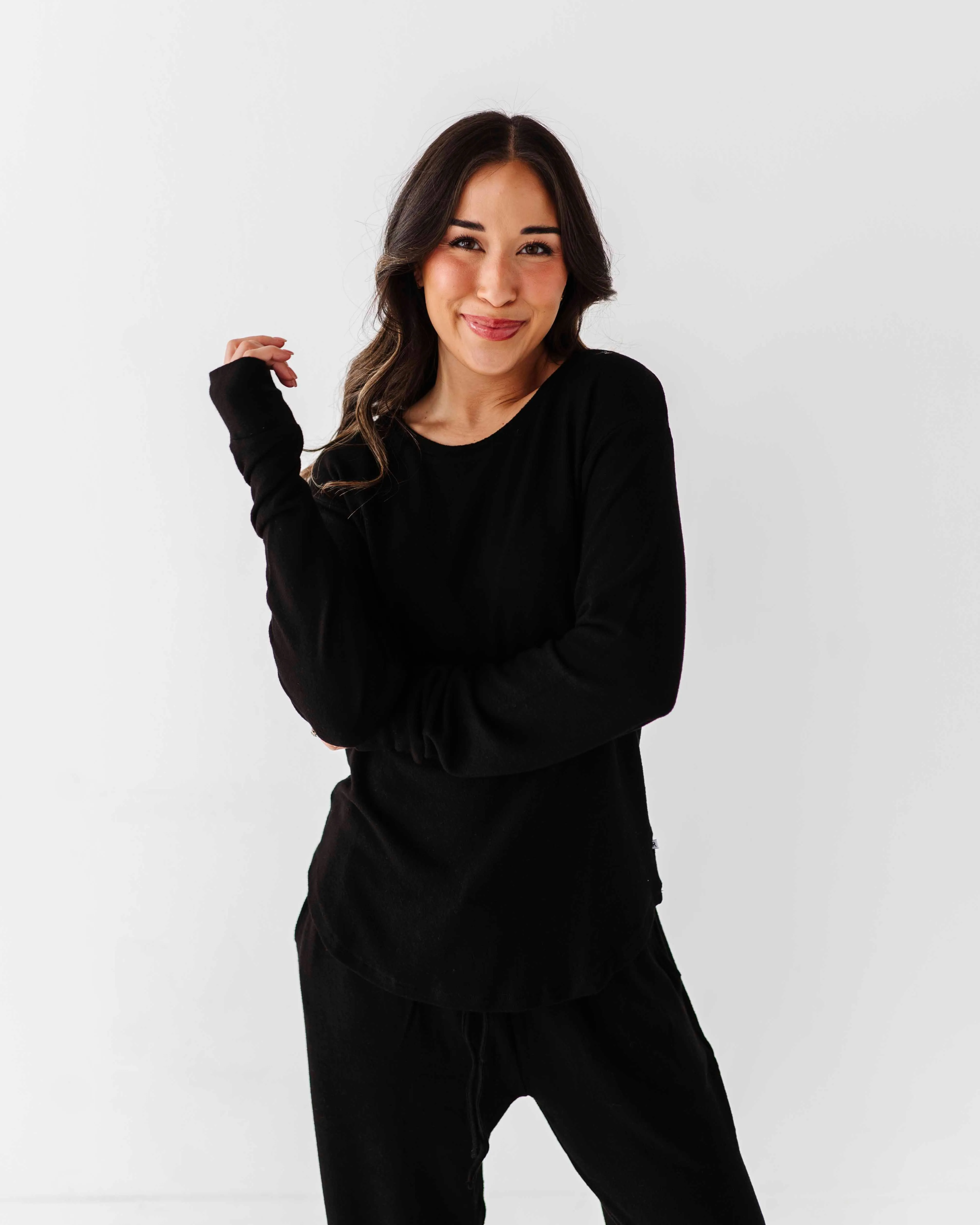 Black Women's Long Sleeve Top - Cloud Plush Bamboo