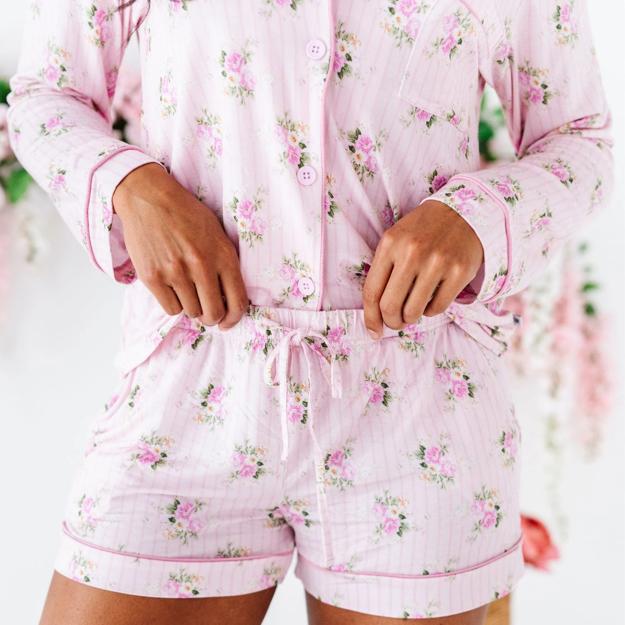 Blooming Bouquet Women's Collar Shirt & Shorts Set