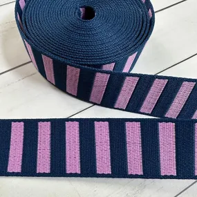 Bold Stripe Webbing in Navy/Peony