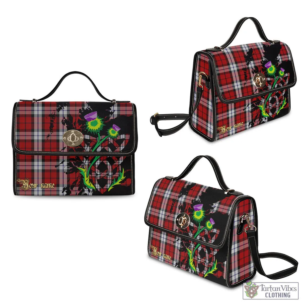 Brodie Dress Tartan Waterproof Canvas Bag with Scotland Map and Thistle Celtic Accents