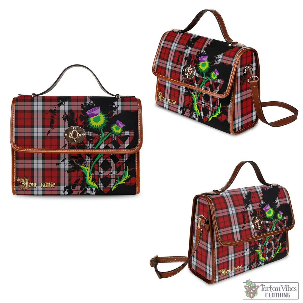 Brodie Dress Tartan Waterproof Canvas Bag with Scotland Map and Thistle Celtic Accents