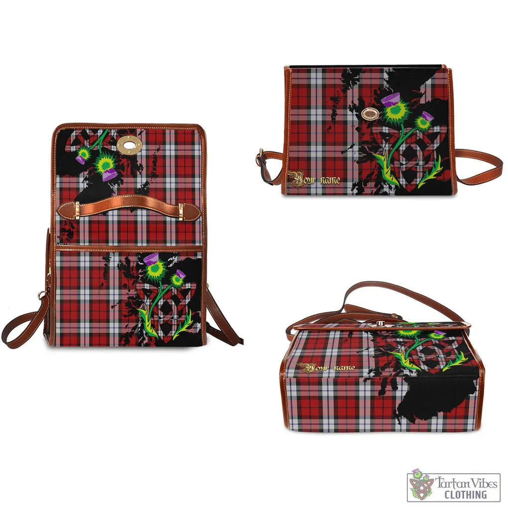 Brodie Dress Tartan Waterproof Canvas Bag with Scotland Map and Thistle Celtic Accents